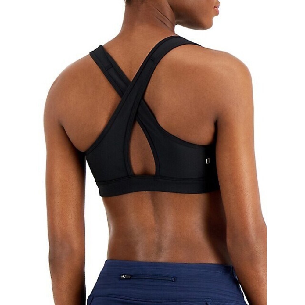 Ideology Womens Sports Bra XXL Black Medium Impact Crossback Scoop Neck NWT